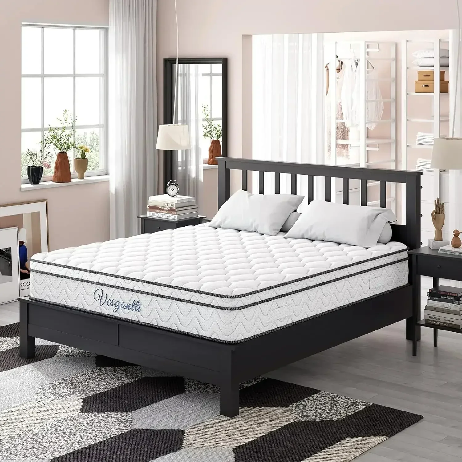 Furniture supplies Vesgantti California King Mattress, 10 Inch Hybrid Cal King Mattress in a Box with Memory Foam and Pocket Spr