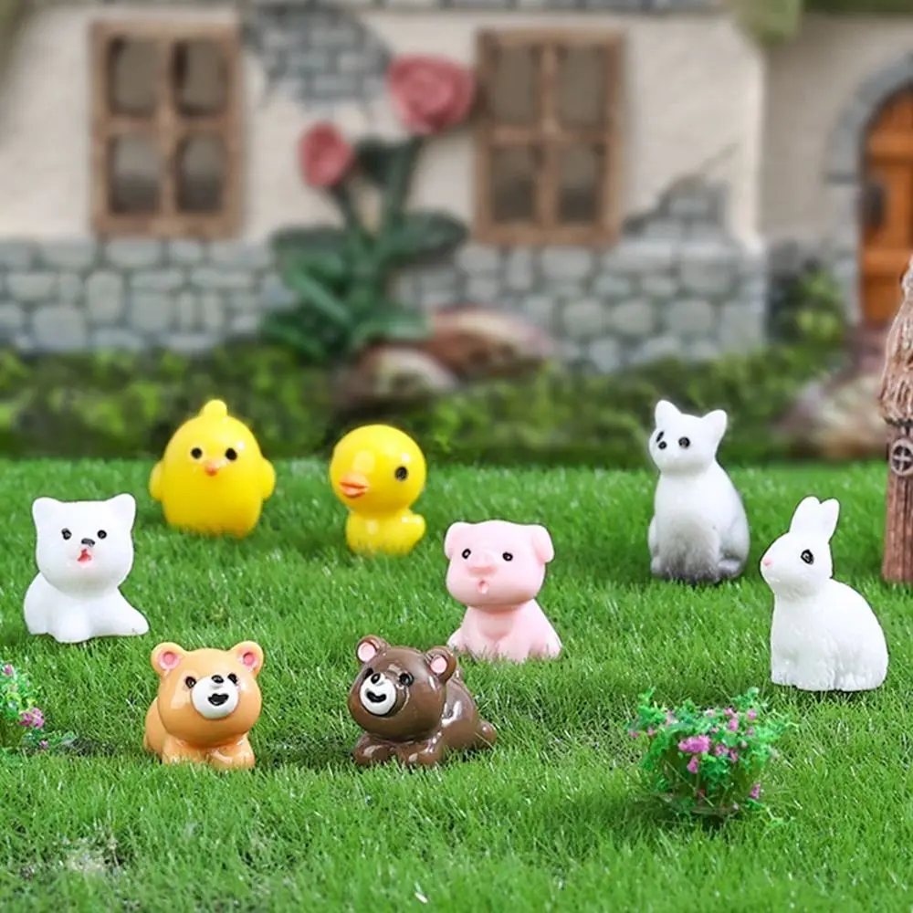 

DIY Solid Color Animal Miniatures Cute Resin Animal Figurines Micro Landscape Home Decor