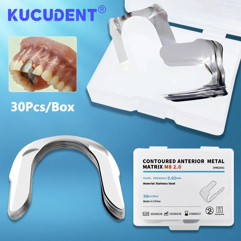 30 Pcs Dental Sectional Matrix System Contoured Anterior Metal Bands Twin Matrices for Tooth Restorations Dentistry Materials