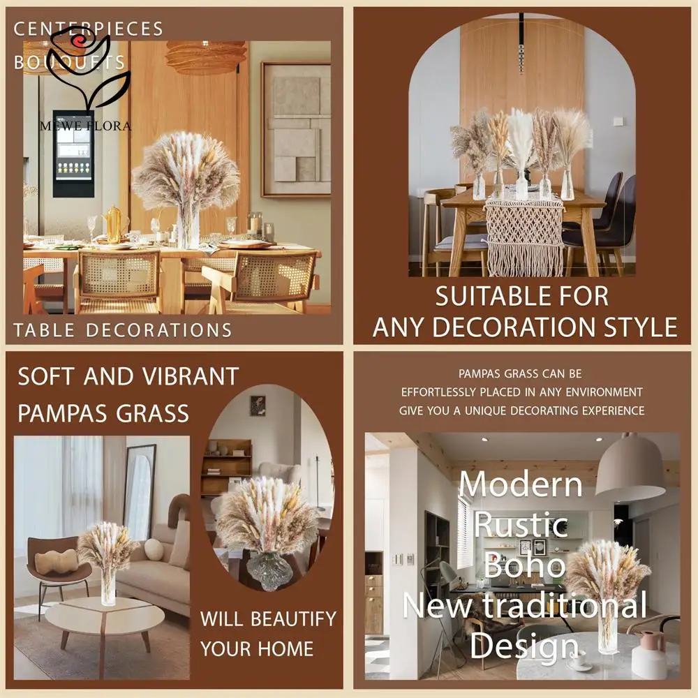 102 قطعة الزهور المجففة رقيق Pampas أرنب ذيول باقة بوهو غرفة المعيشة المنزلي زهرية ديكور زهرة اصطناعية تحف الزفاف #6