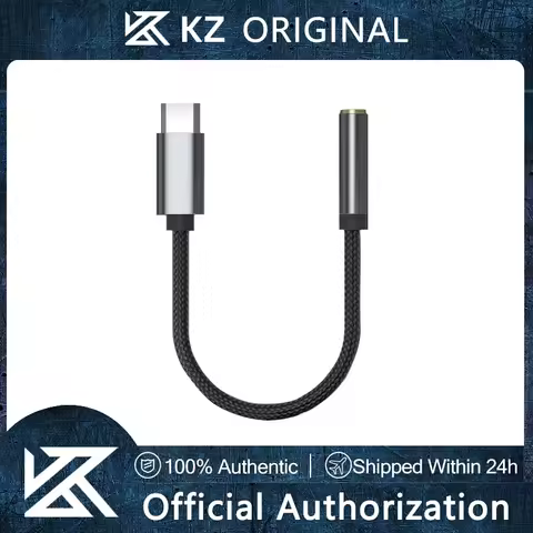 KZ AM01 Type-C to 3.5mm Audio Adapter 32bit/384kHz Hi-Fi DAC + IC Amplifier Dual Chip Earphone Audio Cable For KZ Series EDX PRO