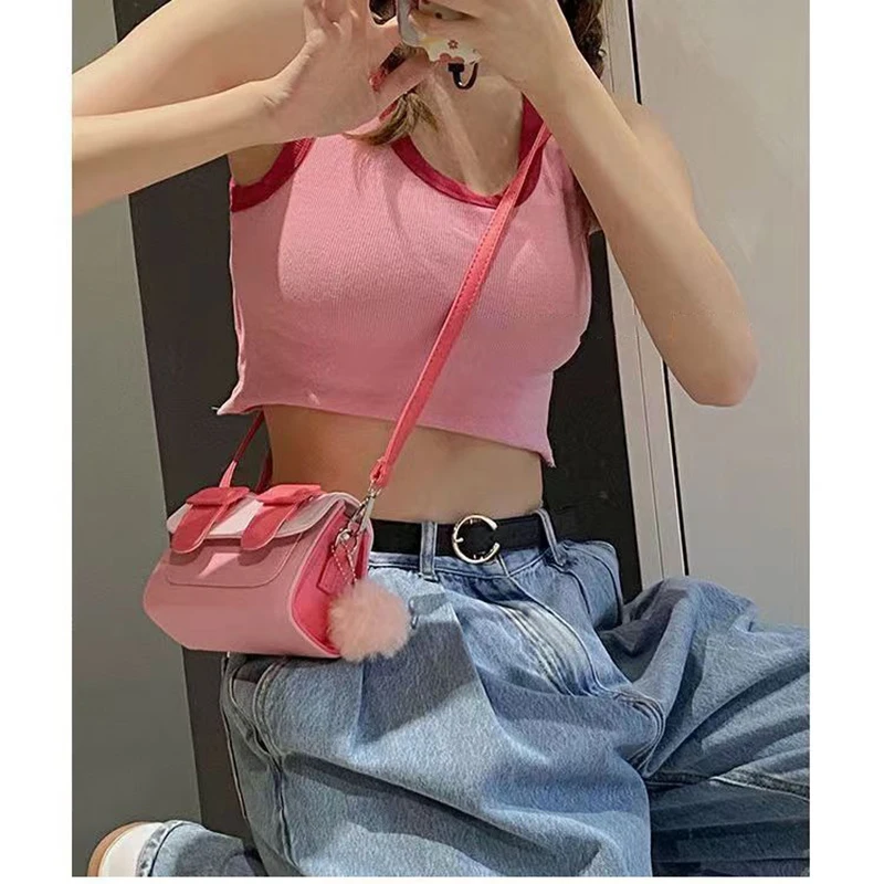 Women\'s Mini And Small Crossbody Bag Summer New Fashion Contrast Color Small Square Bag Mouth Red Bag Versatile Bag