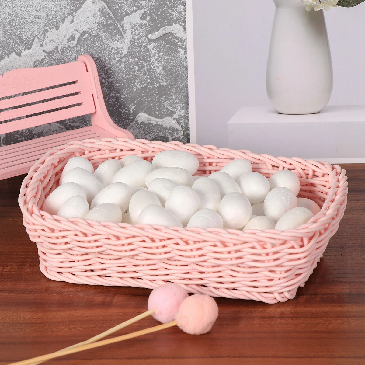 

50pcs Painting Egg DIY Easter Decor Solid Egg for Kid Festival Craft (White, 3cm) Egg Foam Easter Egg