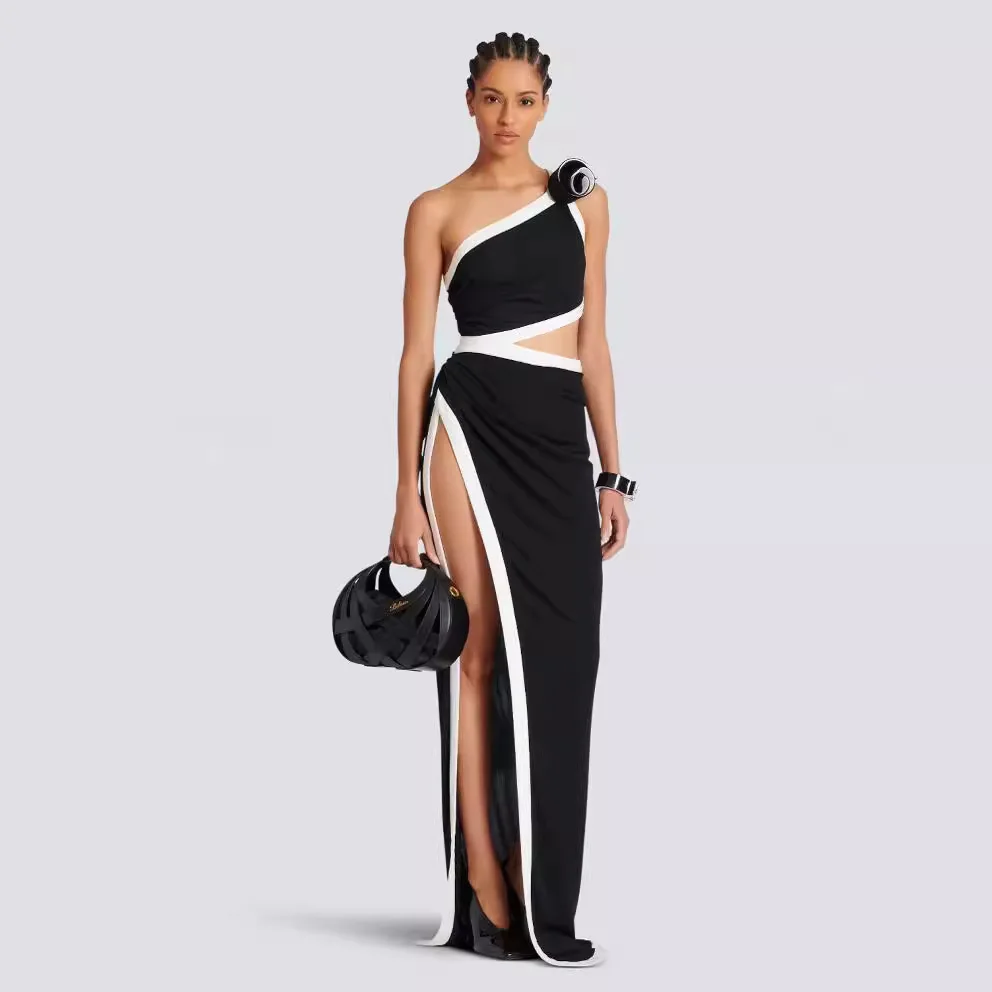 

2024 Bandage Dress One Shoulder Sexy Dress Spice Girl Nightclub High Split Gowns Dresses