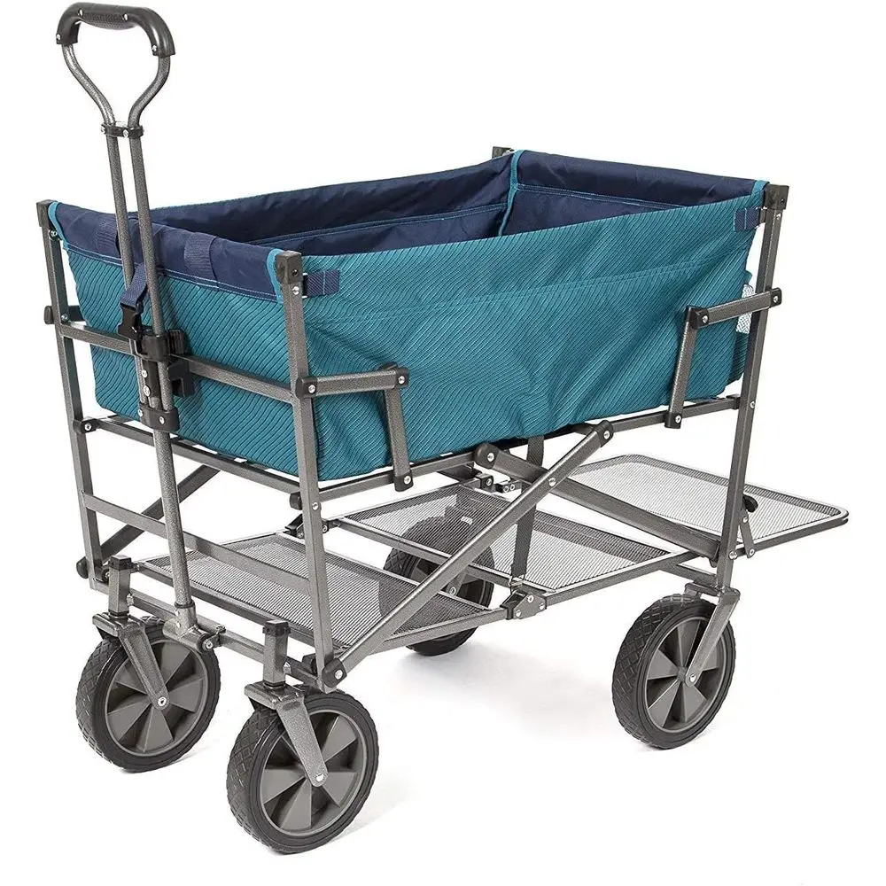 Double Decker Wagons Carts Heavy Duty oldable Outdoor Collapsible Cart Portable Lightweight Utility Cart, All Terrain Sports Wag