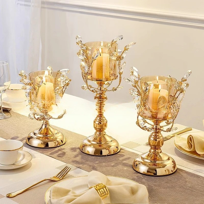 Factory Direct 2026 Factory direct sales metal electroplating crystal bud candle holder candle dinner romantic props living room