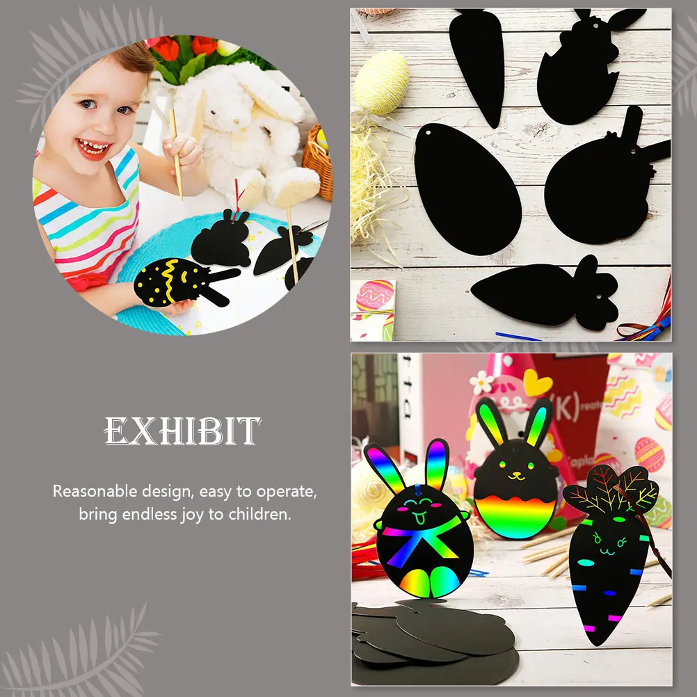 Kit artisanal de cartes à gratter, activités de pâques amusantes de haute qualité, jouets pour enfants, bricolage, dessin, jouets en papier à gratter pour enfants