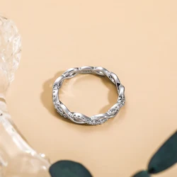 Thin silver ring 925 Silver Rings Stackable Infinite Silver Zircon Ring For Women Wedding Anniversary Birthday Jewelry Gift