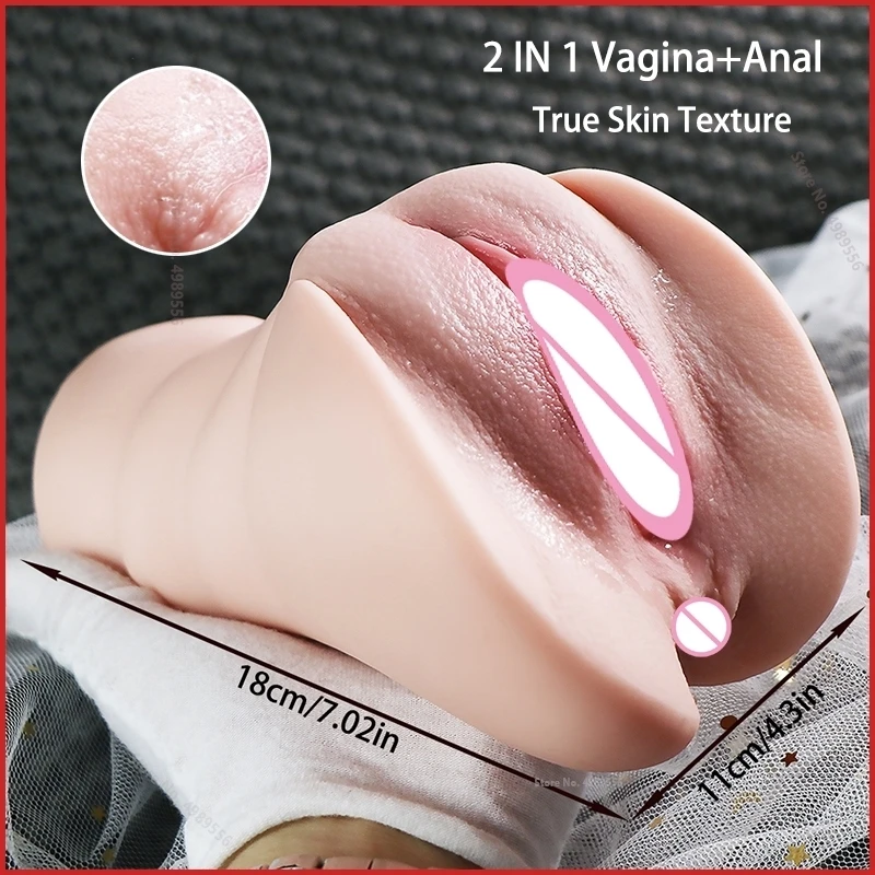 Real Vaginal Erotic Toys Gadgets Man's Sex Life Realistic Silicone Vagina for Men Pussy Male Masturbator 2 in 1 Men's Goods Toy