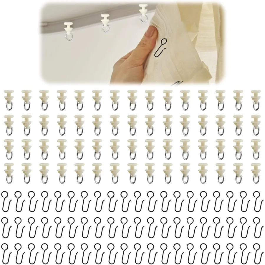 

120 шт. роликовые крючки для занавесок для душа на автофургонах, упаковка из 60 крючков и 60 шт. планеров, белая оконная занавеска для душа, замена Cl