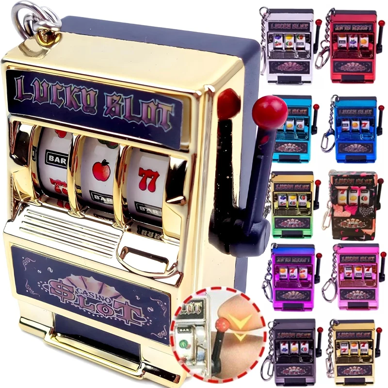 Mini slot de frutas arcade aniversário sorte jackpot mini chaveiros presente educacional retro brinquedo moedas operado jogos máquina de jogo