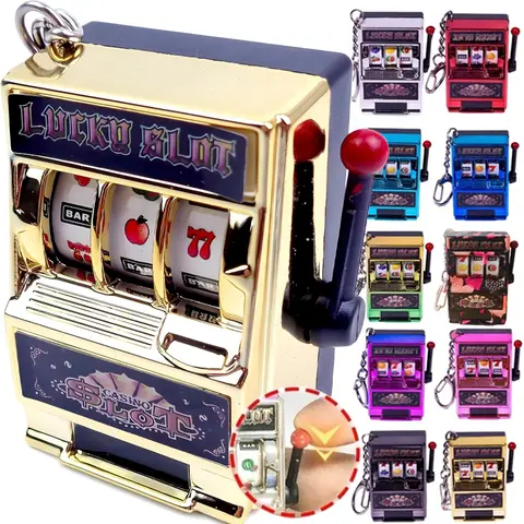 Mini Fruit Slot Arcade Birthday Lucky Jackpot Mini Keychains Gift Educational Retro Toy Coin Operated Games Gambling Machine