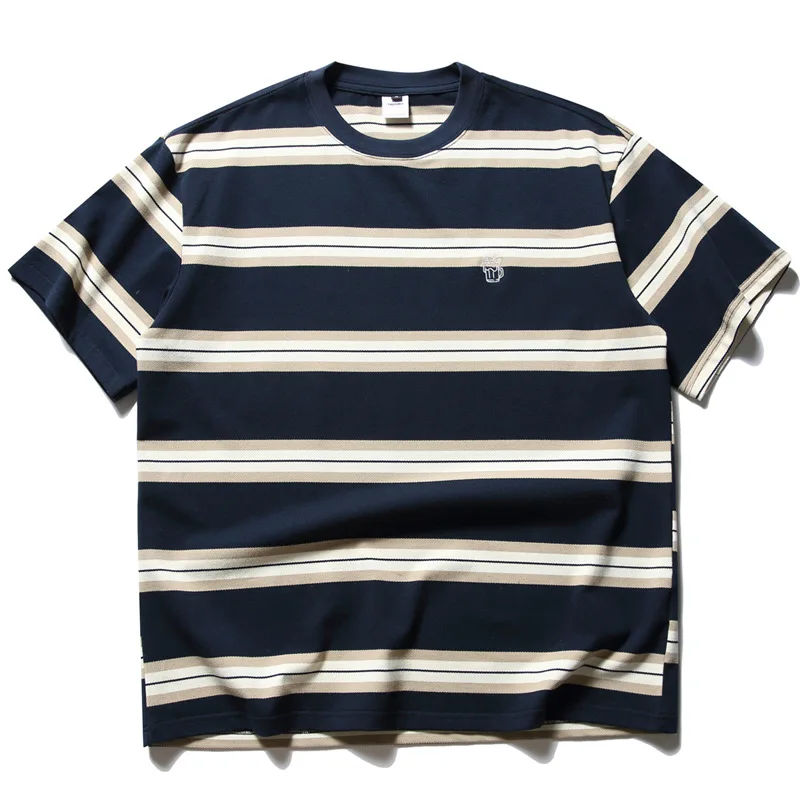 

Retro Military Sle Striped ort Sve T-irt Loose Fit Cotton Casual Summer Outdoor Men's Faion f Sve irt