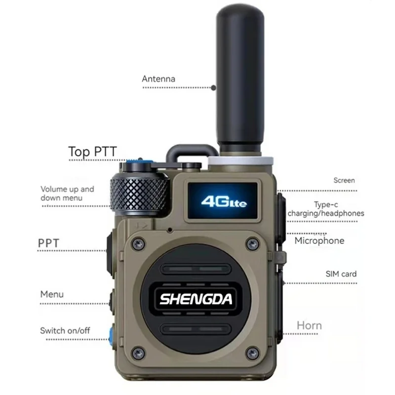 SD-G6S 4G POC Walkie Talkie with Bluetooth GPS SOS LCD Display Wireless Link Anti-Interference High-Fidelity Output 5000KM Range