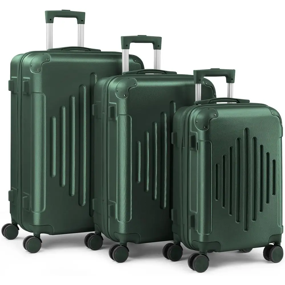 

3-Piece Hardshell Luggage Set with TSA Lock, 4 Spinner Wheels, ABS Material, Green (20/24/28)
