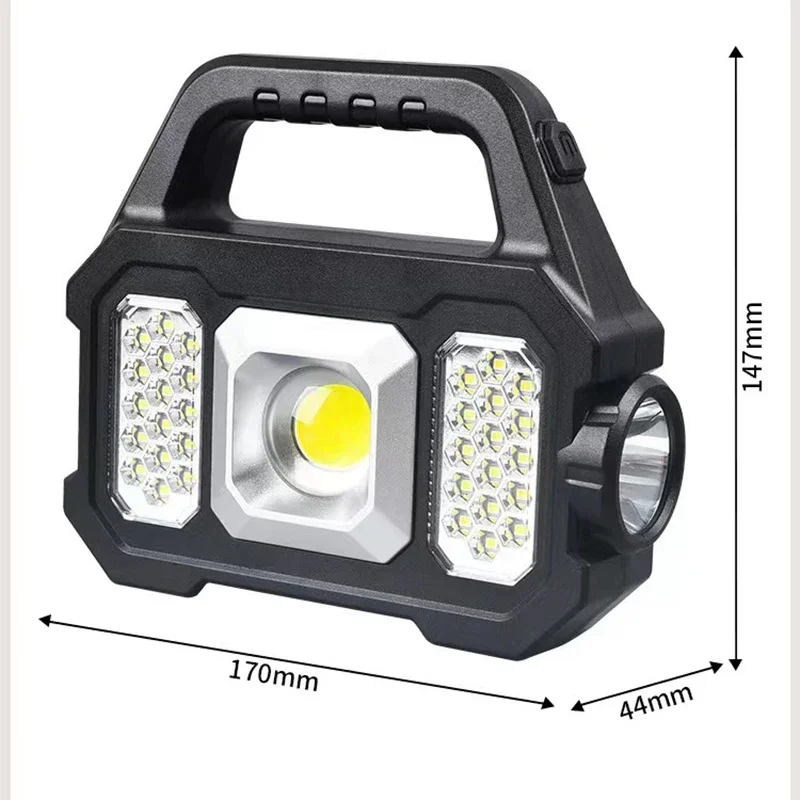 Power Display Power Output Work Light Built-in Lithium Battery USB Charging Solar Charging COB LED Rechargeable Torch Sixth Gear