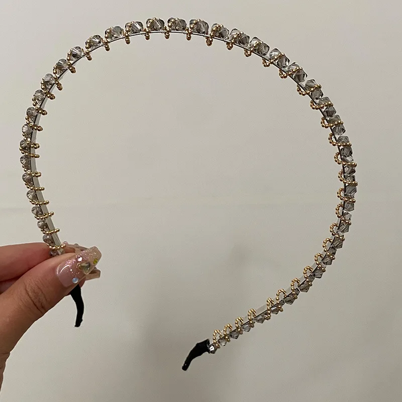 Non Slip Crystal Headband for Women Thin Daily Face Wash Use Korean Elegant Style Premium Lightweight Comfortable Outdoor