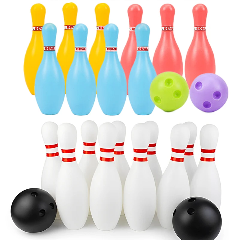 Bowling-Set, Kunststofffarbe, 2 Bälle und 10 Pins, Bowling-Spiele, Outdoor-Sport, Indoor-Übungsball, Gutterball, lustiges Bowling-Set TMZ – Detail 2