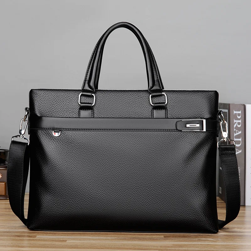 2023 New Men's Handbag Business Briefcase Shoulder Crossbody Bag Saco De Computador De Couro Macio Moda Casual Men's Bag Wear