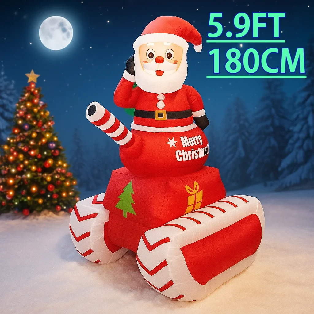 

DIY 5,9 футов Рождественский декор двора Надувной Санта-Клаус Танк Игрушка Рождественские праздничные украшения Светодиодный орнамент Праздничные принадлежности Рождество