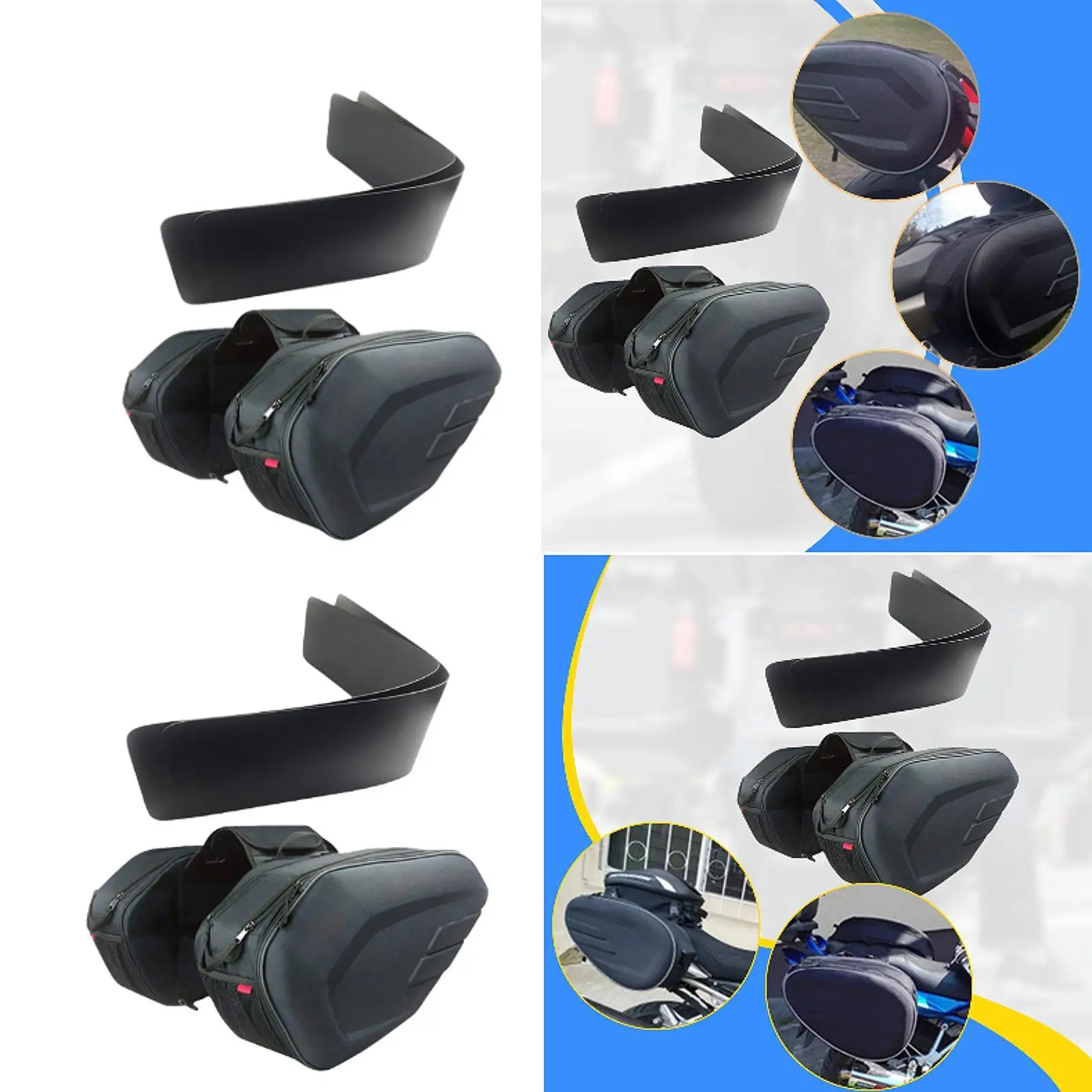 

Waterproof Motorcycle Saddlebags PU Material Side Bags Luggage Tool Bag Panniers for Long Distance Riding