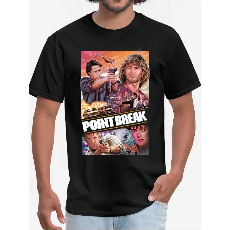 Men's' Point Break 'Movie Pattern T-shirt - Retro Surfing Action Movie Design, featuring iconic characters