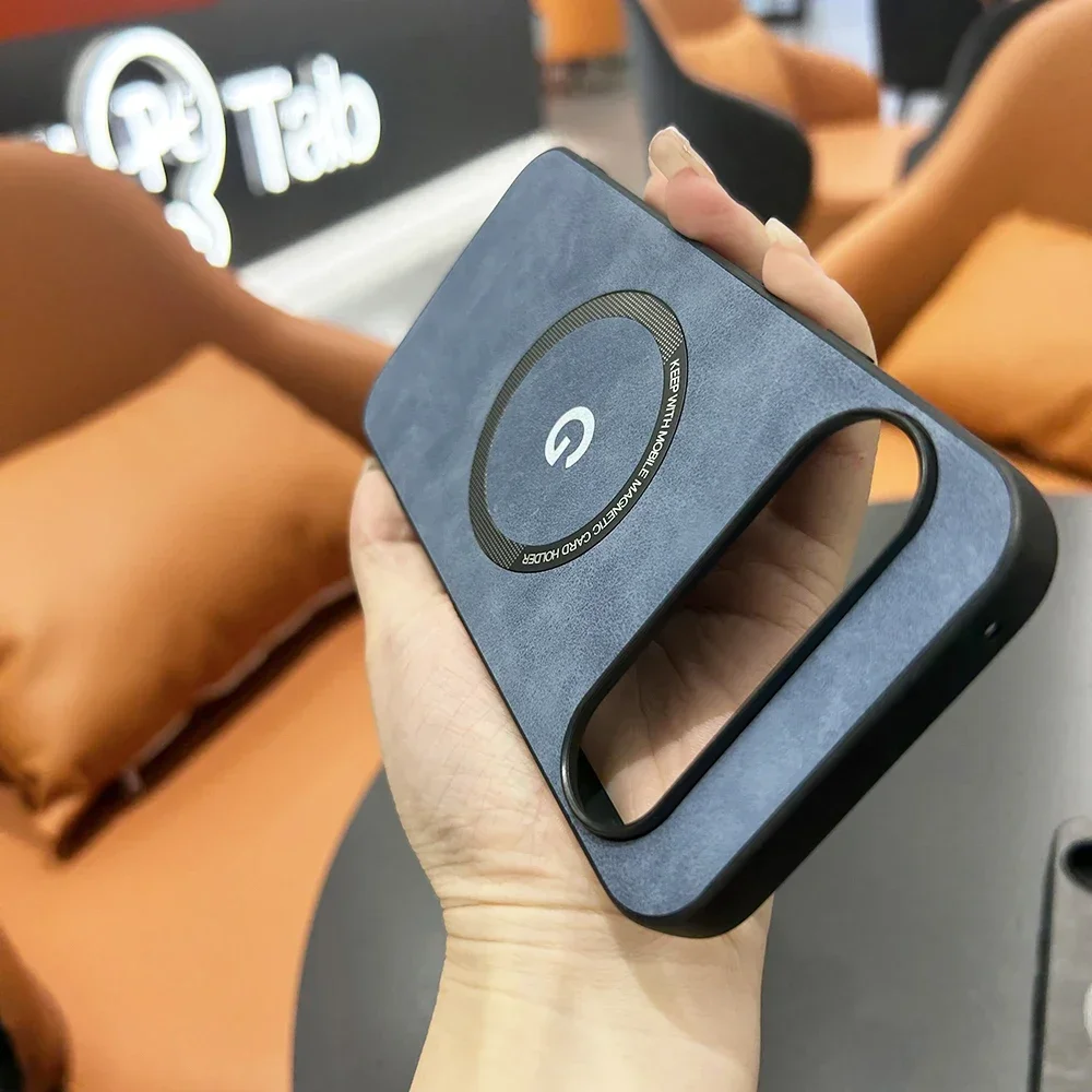 Magnetic Sheepskin Leather Case For Google Pixel 9 Pro XL For Magsafe Wireless Charging Soft PU Protective Cover