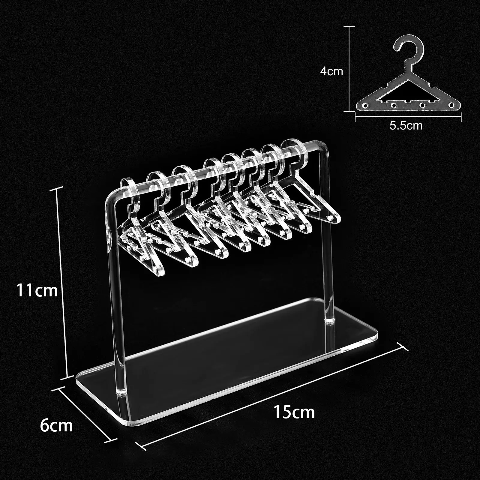 1Set/8Pcs Coat Hangers Earrings Organizer Acrylic Display Stand Showcase Tabletop Clear Handmade Polymer Clay Jewelry Rack Gift