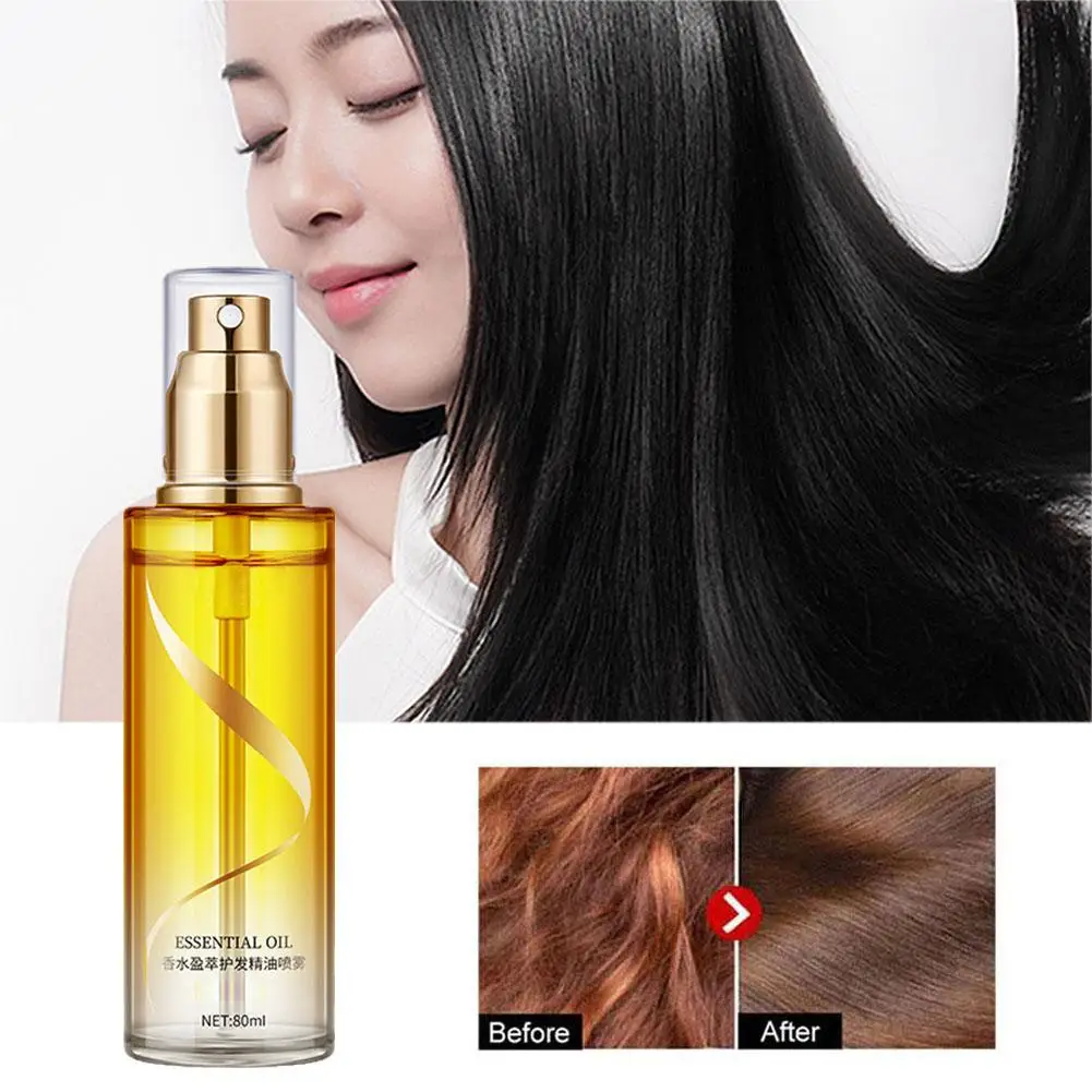 Minyak esensial kepadatan rambut alami 80ml, cairan Anti mencegah kehilangan pertumbuhan kembali parfum perawatan rambut minyak esensial semprotan perawatan kecantikan