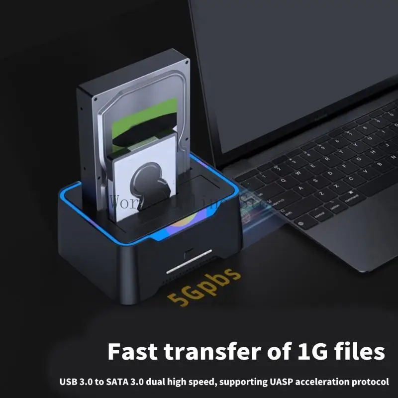 

Double Bay Hard Drive Docking Station Type C to Sata3 for 3.5 or 2.5inch Hard Disks with Offline Clone Capability 87HC