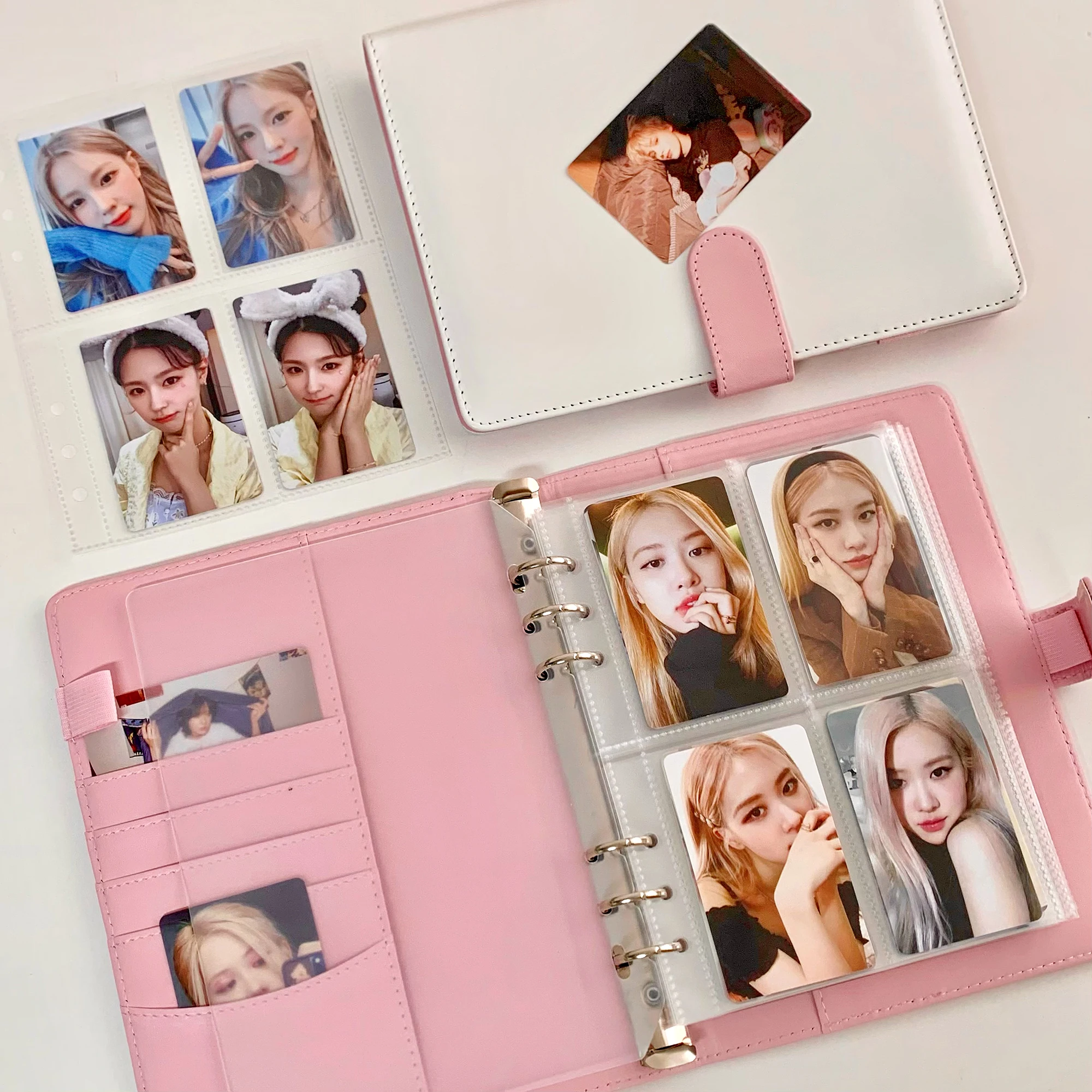 A5 Pu Leather Candy Color Binder Photocards Cute Loose-leaf Idol Kpop Album Photo Storage Book Journal Cover School Stationery