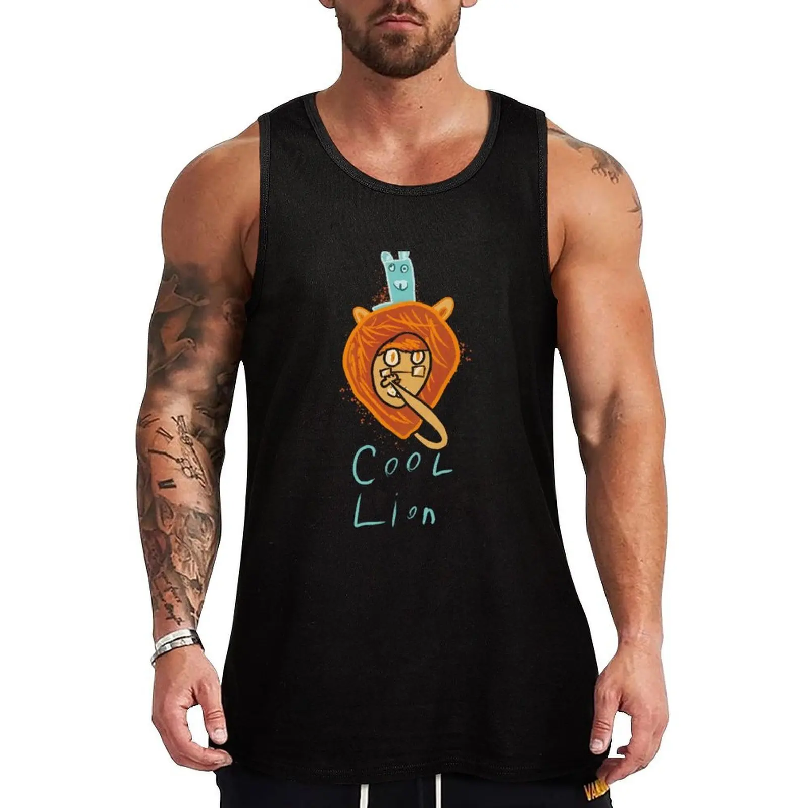 Cool Lion Tank Top Minimal Print Tank Top Simple Graphic Sleeveless