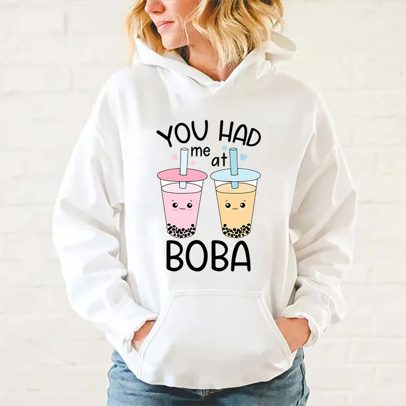 Boba Printed Hoodies Unisex Autumn Winter Fashion Casual Cotton Long Sleeve Pullover Sweatshirts