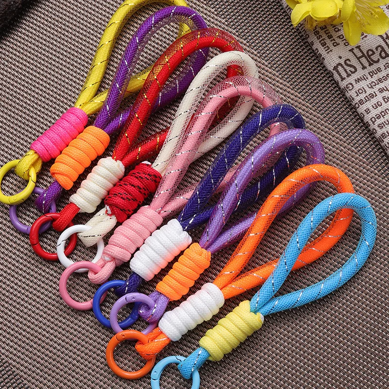 Multicolor Braided Woven Keychain Fashion Phone Case Lanyard Backpack Pendant Creative Mobile Phone Short Braided Rope Gifts