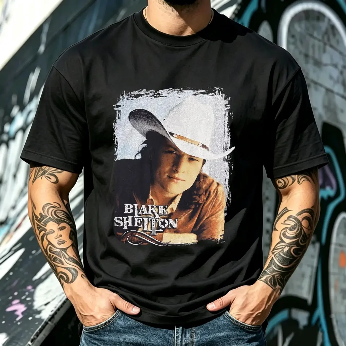 washed T Shirt Murina Blake Shelton Debut Album Band 2001 Vintage Music Mens Size 2XL vintage Washed Top For Everyday Wear