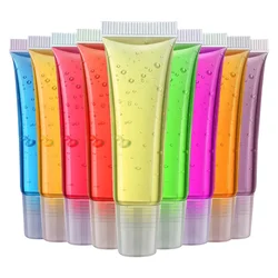 10-color Private Label Lip Oil Custom Bulk 10ml Transparent Tube Lip Glaze Vitamin E Lipgloss Candy Children Moisturizing Makeup