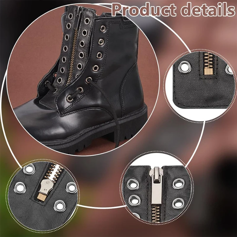 Women Leather Lace-in Boot Zipper Inserts Boots Zipper Attachment Adjustable PU Leather Strap No Tie Shoelace Accessories