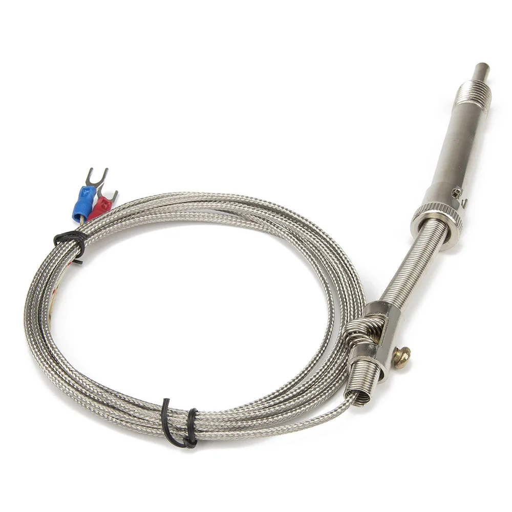 FTARS01 Tipe K 2 M Kabel Dikepang M12 Tekanan Musim Semi 70 Mm Panjang Lengan Sensor Suhu Termokopel Wrnt Wret