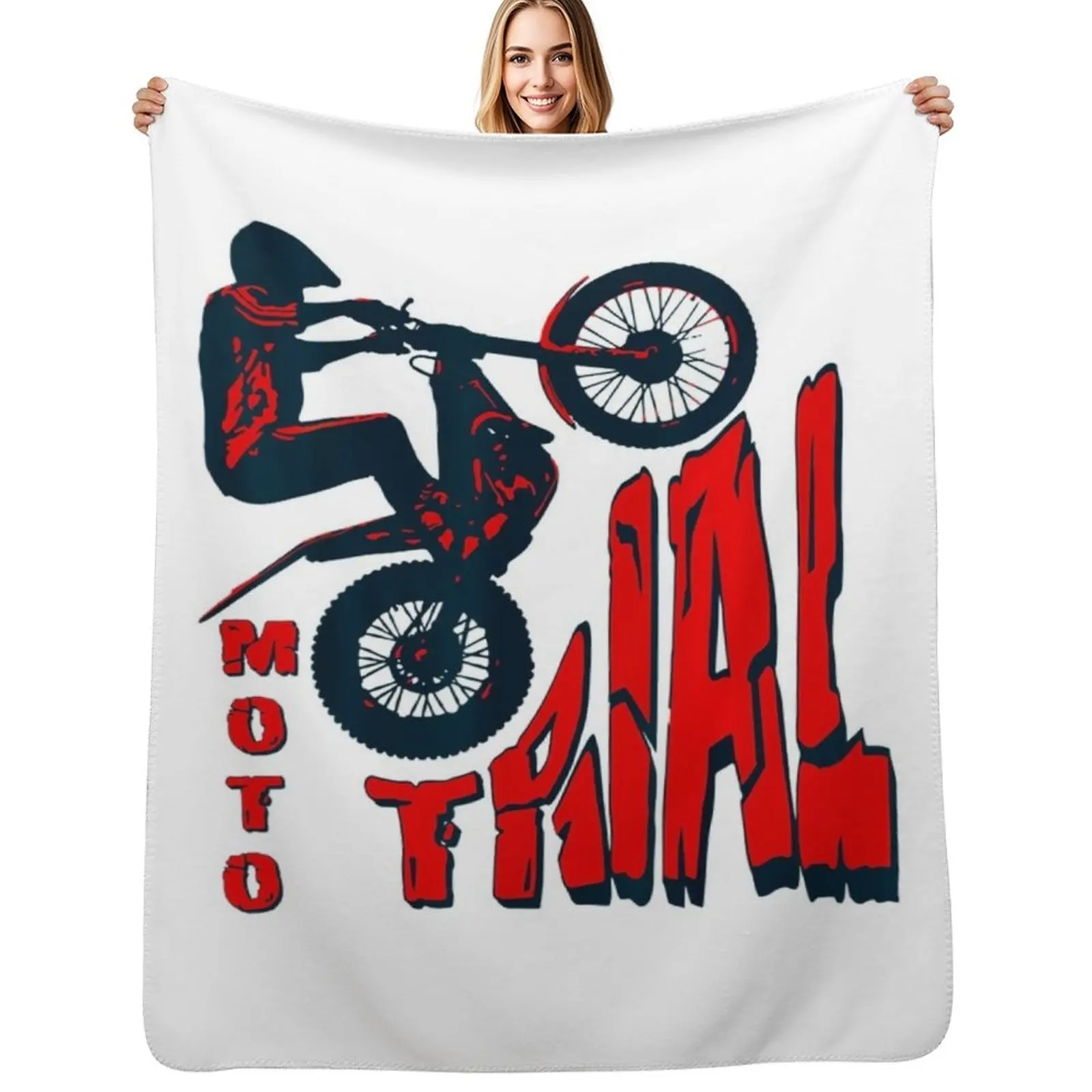 Manta Ligera Resistente a las Arrugas con Diseño de Motocicleta de Trial para Hombre