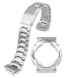 Silver Gold Black Set stainless Steel Case Watchband For Casio G-SHOCK GA100 GA110 GA120 GD100 120 Case + strap
