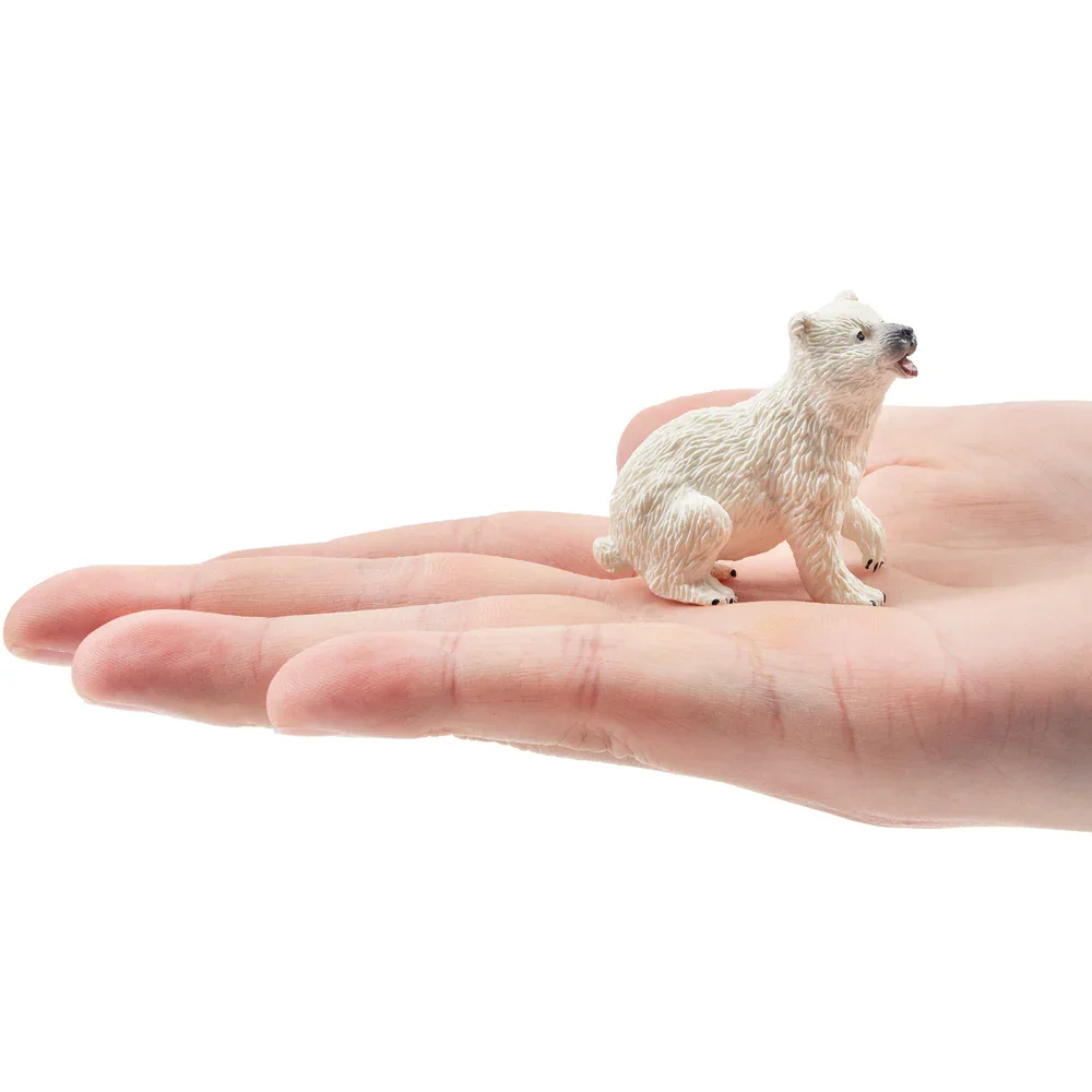 Toymany Simulation  Sitting Polar Bear Cub Animal Model Toy Mini Figures Dolls Action Figurines Toys for Children Gift