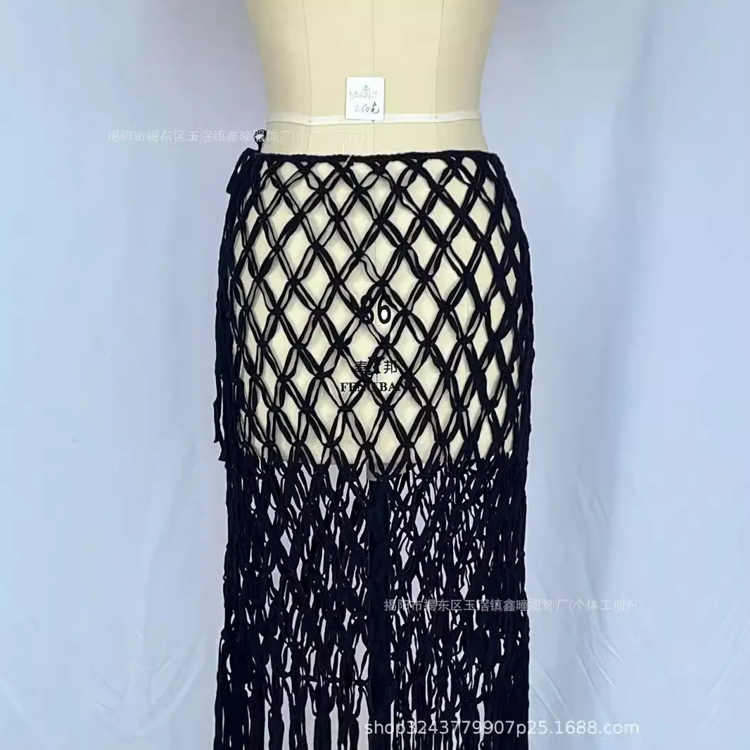 H240411 Hand-woven Intangible Cultural Heritage Bohemian Fashion Design Cut-out Dinner Skirt Haute Couture