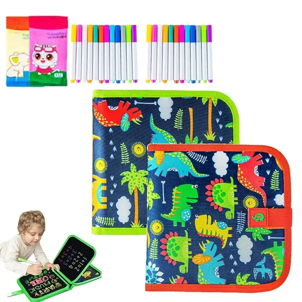 6 Page Drawing Reusable Educational Erasable Blackboard Pad Wiping Coloring Erasable Graffiti Drawing Book for Boys Girls