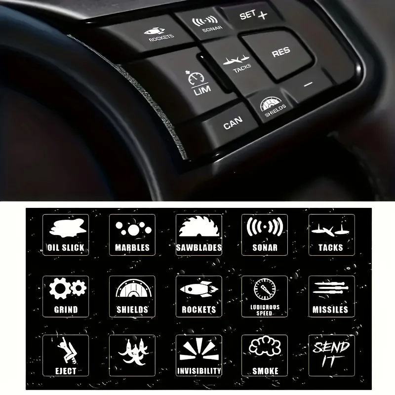 

1set Funny Car Dashboard Button Vinyl Stickers, Self-Adhesive Waterproof Decal Set for Car Truck Laptop DIY Decor