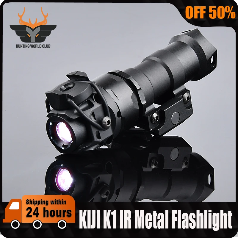 Tacitcs KIJI K1 WADSN Flashlight IR Illuminator Metal Hunting Outdoor Weapon Accessory LED Scout Light IR With Preesure Switch