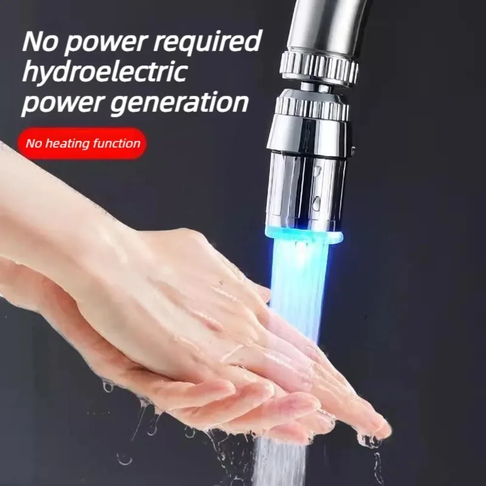 1/5Pcs LED Faucet Head with Automatic 3-Color Change Water Saving Light Tap Nozzle for Kitchen Bathroom Aerator Stream Glow view 4