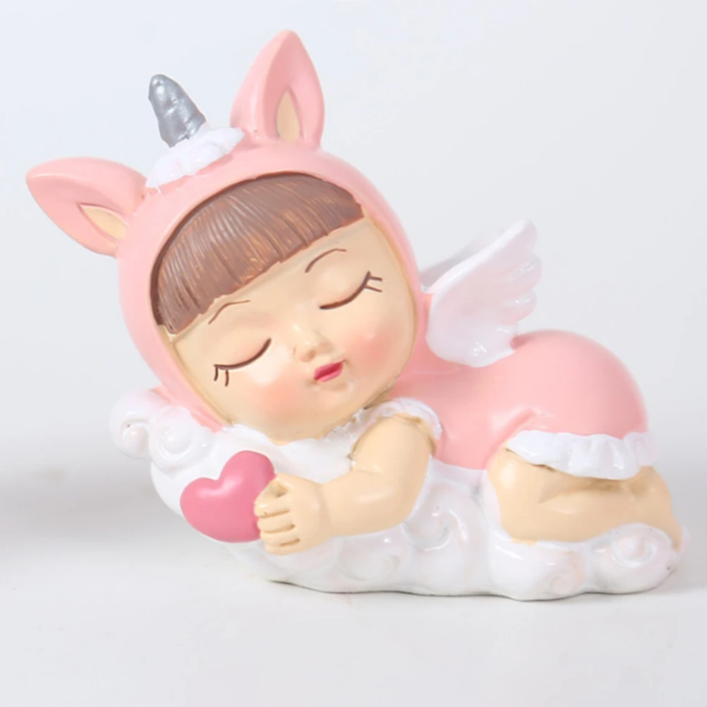 

Unicorn Girl Resin Sleeping Cake Decoration Desktop Car Ornament Miniature Sculpture For Party Home Decor Pink