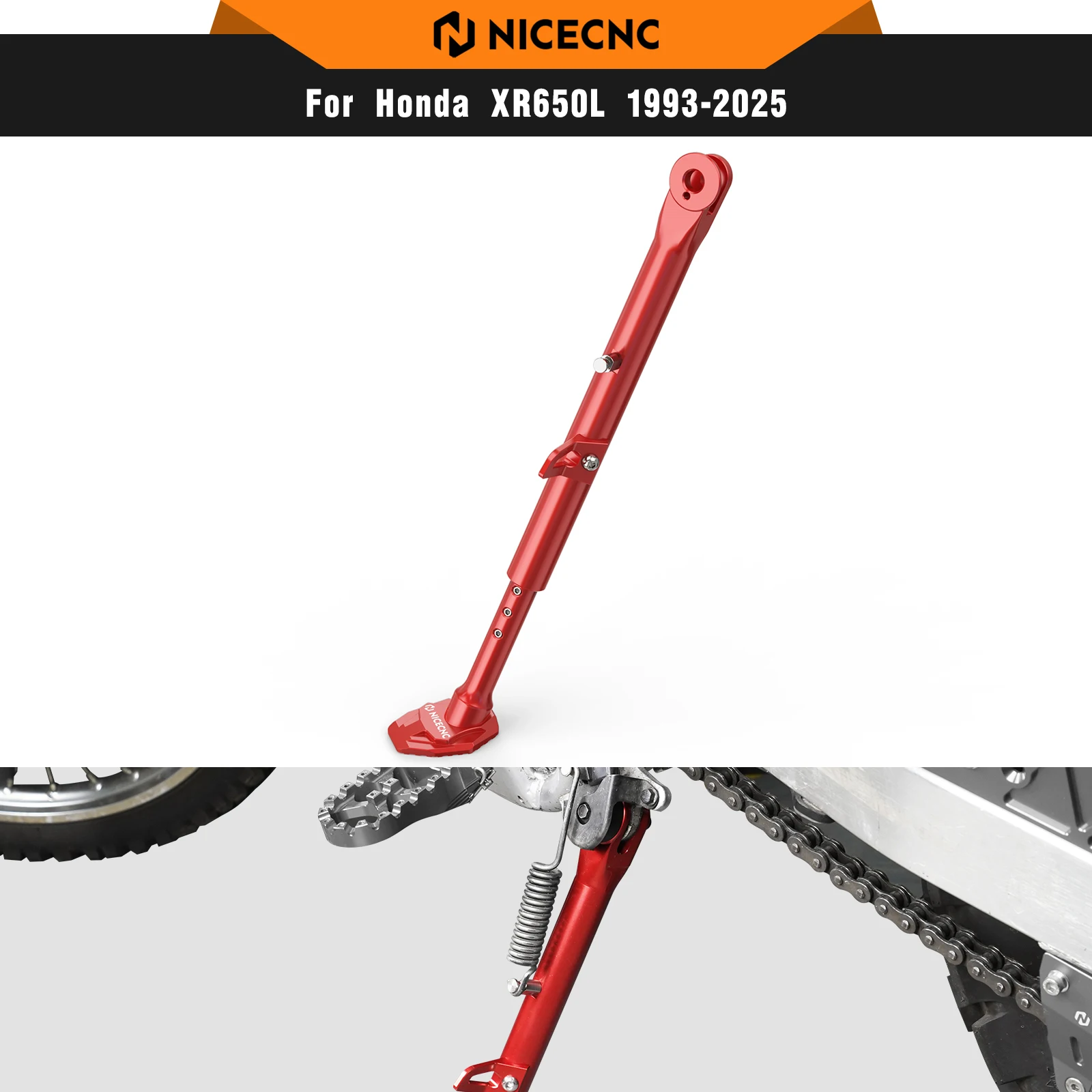 

NICECNC For Honda XR650L XR 650L XR 650 L 1993-2025 2024 Motorcycle Adjustable Kickstand Side Stand Aluminum Lowering Links