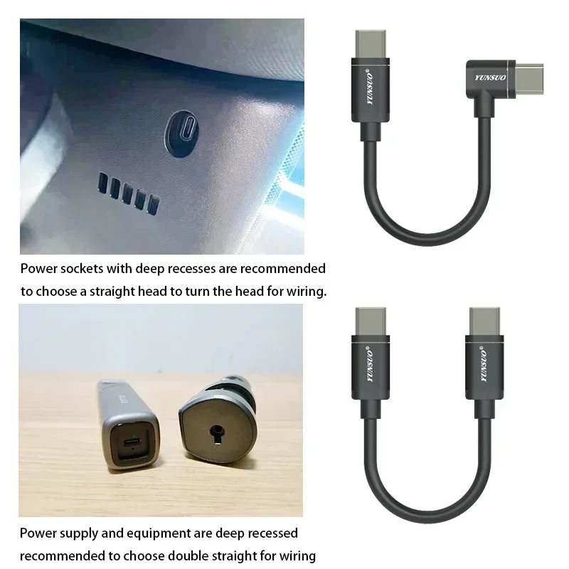 Elbow Type-C Mini 5Pin Micro USB 2.0 5V Digital Device Power/Charging Soft Cable for Car Recorder, Cell Phone Tablet Fan 10cm-5m