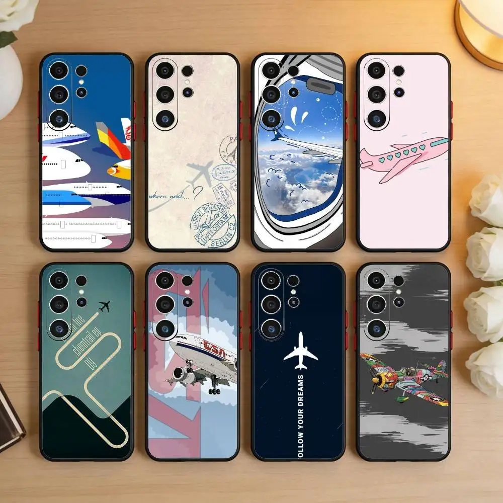 

Graffiti Travel Airplane Pattern Phone Case For Samsung S26,S25,S24,S23,S22,S30,S21,Ultra,Plus,FE 5G Black Soft Cover